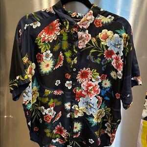 Johnny Was Black Floral Blouse